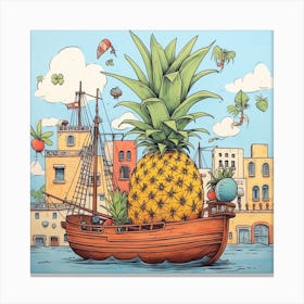 Pineapple In A Boat Canvas Print