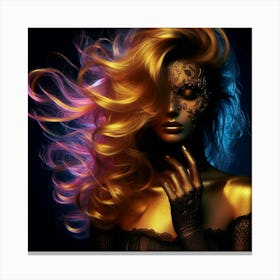 Beautiful Woman With Colorful Hair 3 Canvas Print