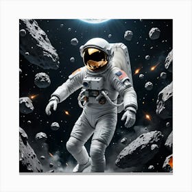 Through the Asteroid Field: A Space Traveler's Journey Canvas Print