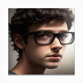 Young Man With Glasses Canvas Print