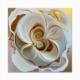 Abstract Gold And White Flower Canvas Print