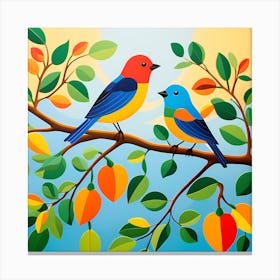 Haitian Naive Art, Bird On a Branch, folk art, 145 Canvas Print