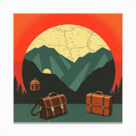 Two Suitcases In The Mountains Canvas Print