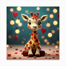 Giraffe With Hearts Canvas Print