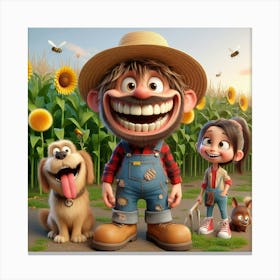 Farmer And His Family 1 Canvas Print