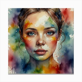 Watercolor Of A Girl 45 Canvas Print