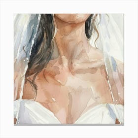 Watercolor Portrait Of A Bride Canvas Print