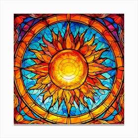 Stained Glass Sun Canvas Print