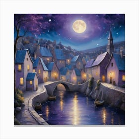 Night In The Town Paintings Art Print Canvas Print