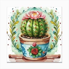 Cactus In A Pot 12 Canvas Print