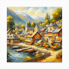 Village By The Lake Canvas Print