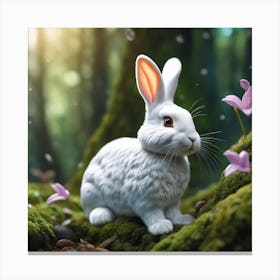 White Rabbit In The Forest 1 Canvas Print