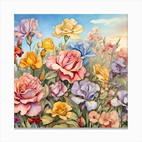 Roses In The Garden 1 Canvas Print