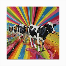 Retro Cow Paint Explosion Canvas Print
