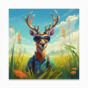 Deer In The Grass Canvas Print