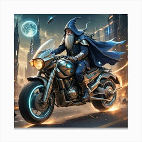 Wizard On A Motorcycle Canvas Print