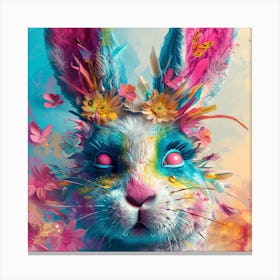 Bunny With Flowers Canvas Print