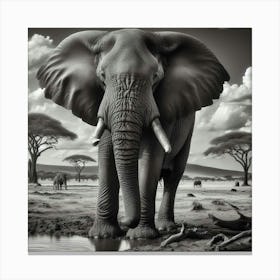 Elephants In The Savannah Canvas Print