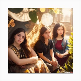 Three Women Sitting In A Garden Canvas Print