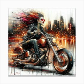 Red Trouble Biker Canvas Print