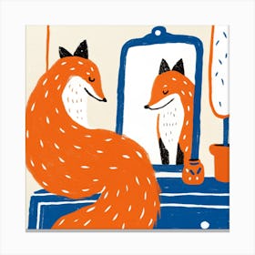 Fox In The Mirror Canvas Print