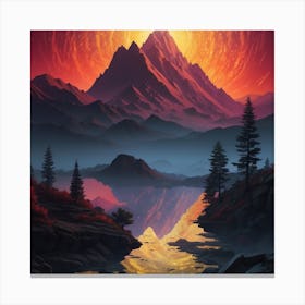Sunset In The Mountains Canvas Print