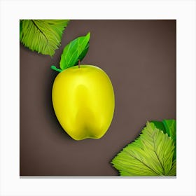 Yellow Apple With Leaves Canvas Print