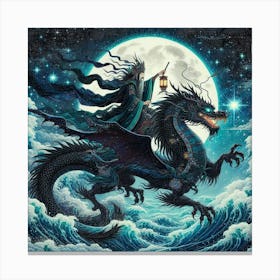 Dragon On The Moon Canvas Print