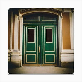 Green double doors Canvas Print