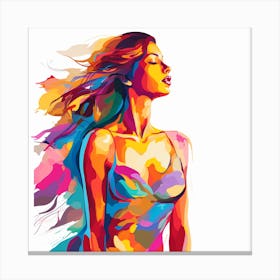 Woman With Colorful Hair Canvas Print