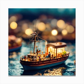 Miniature Boats In The Evening Canvas Print