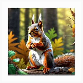 Squirrel In The Forest 360 Canvas Print