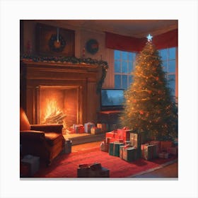 Christmas Tree In The Living Room 84 Canvas Print