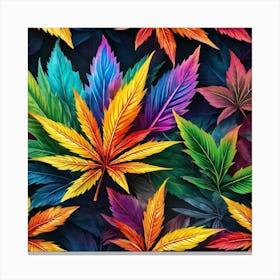 Colorful Marijuana Leaves Canvas Print