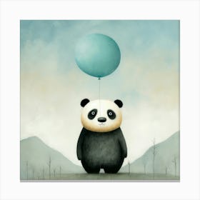 Panda Bear With Balloon Canvas Print