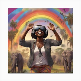 Happy Black Woman Virtual Reality in Africa Canvas Print