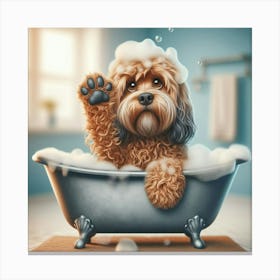 Dog In The Bath 1 Canvas Print