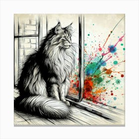 Cat By The Window 1 Canvas Print