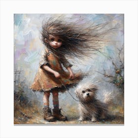 Girl With A Dog 1 Canvas Print