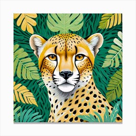 Cheetah And Leaves Canvas Print