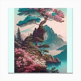 One Tree On The Top Of The Mountain Towering Canvas Print