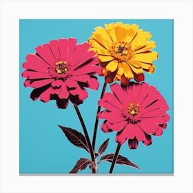 Andy Warhol Style Pop Art Flowers Zinnia 3 Square Canvas Print