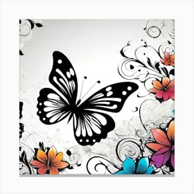 Butterfly And Flowers 9 Canvas Print