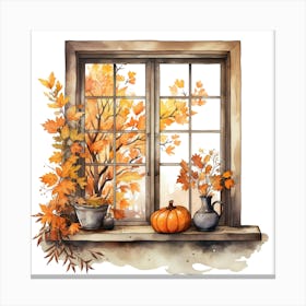 Watercolor Autumn Window 1 Canvas Print