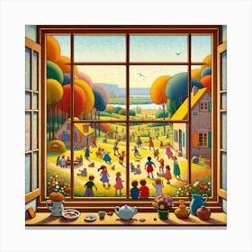 Children At The Window Canvas Print