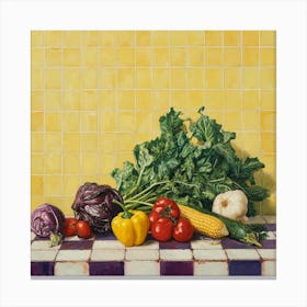 Vegetables Yellow Tile Canvas Print