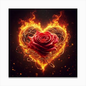 Rose In Flames Canvas Print