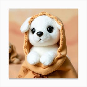 Flux Schnell A Soft Plush And Endearing White Dog Doll With A 3 Canvas Print