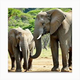 Elephants In The Savannah 1 Canvas Print