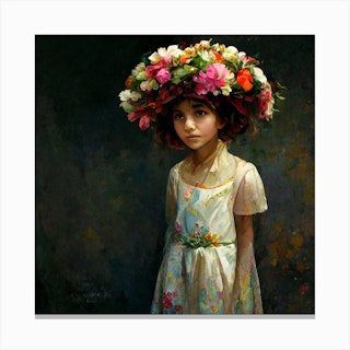 The Flower Crown Square Canvas Print